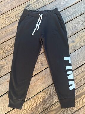 Victoria’s Secret PINK Black Logo Jogger Sweatpants Size Large